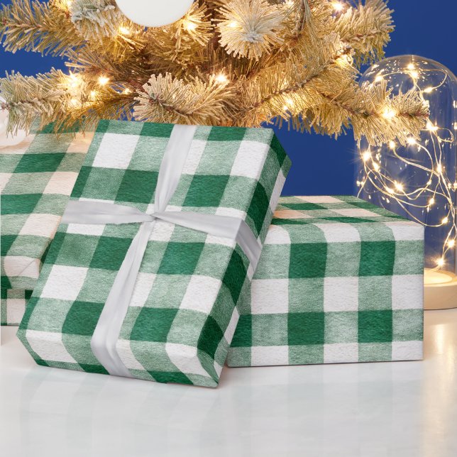 Gröna rutiga ränder jul presentpapper (Helgdagar)