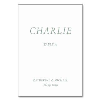 Gröna Salvia Eleganta Bordskort för Bröllop