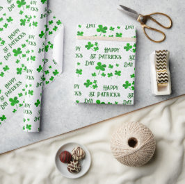 Gröna Shamrock-klöver Glad St. Patrick's Day   Presentpapper