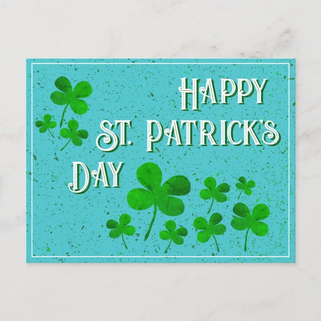 Gröna Shamrock Klöver Lycka Till St. Patrick`s Day Helg Vykort (Framsida)