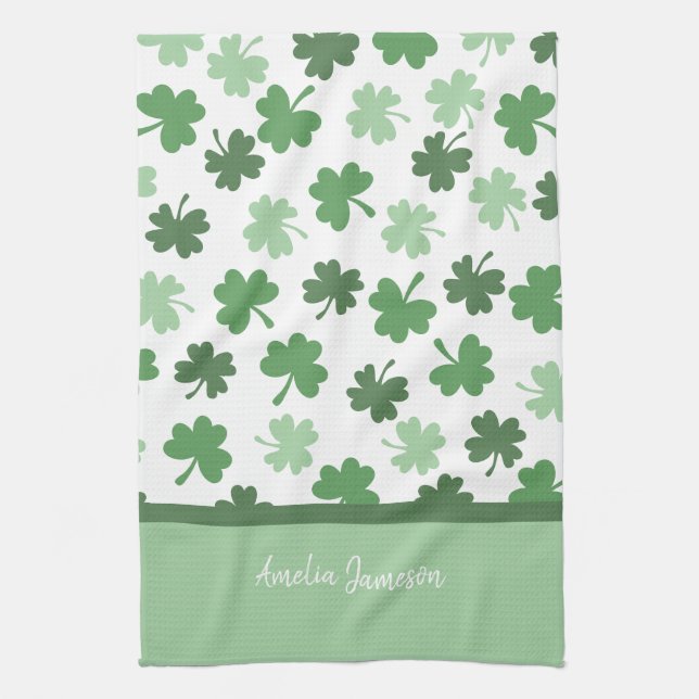 Gröna Shamrock-mönster St. Patricks dag Kökshandduk (Vertikal)