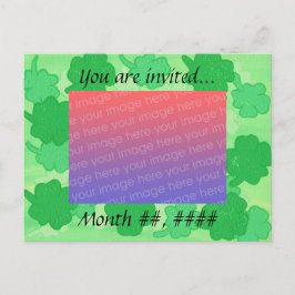 Gröna Shamrocks Bröllopsfoto Inbjudan Postkort
