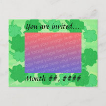 Gröna Shamrocks Bröllopsfoto Inbjudan Postkort