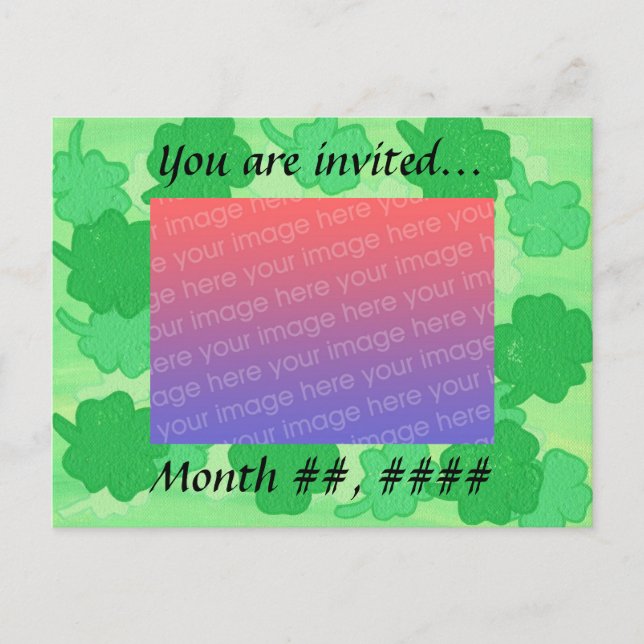 Gröna Shamrocks bröllopsfoto inbjudningskort (Framsida)