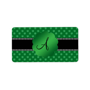 Gröna shamrocks för Monogram Adressetikett