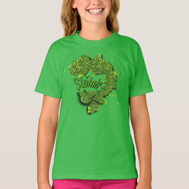 Gröna Shamrocks | hjärtan Shainte T-Shirt (Framsida)