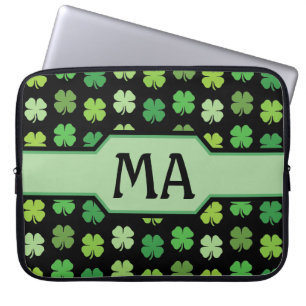 Gröna Shamrocks med monograminitialer Laptop Fodral
