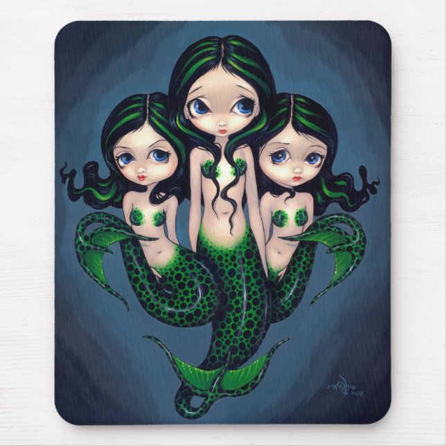 "Gröna sjöjungfruTriplets" Mousepad Musmatta (Framsidan)