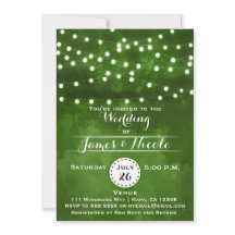 Gröna skogssträngljus bröllopsinbjudan