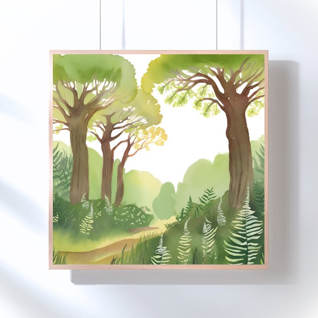 Gröna skogsträd | Natur Vacker Akvarell Poster (Skapare uppladdad)