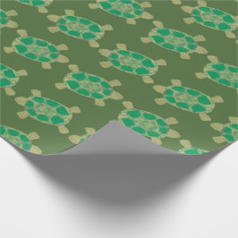 Gröna sköldpaddor som slår in papper presentpapper