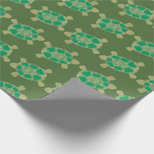 Gröna sköldpaddor som slår in papper presentpapper
