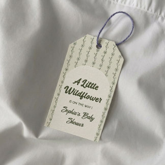 Gröna små vilda blomma baby shower presentkort presentetikett
