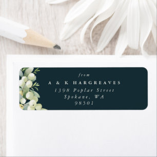 Gröna Snowberry+Eukalyptus Jul Returadressetikette Returadress Etikett