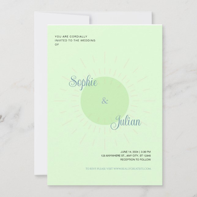 Gröna Solstrålning Bröllopsinbjudningar Inbjudningar (Framsida)