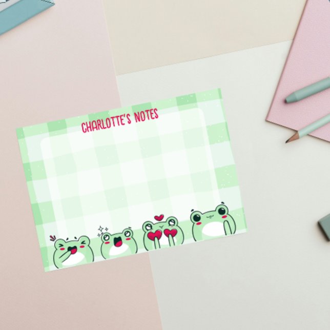 Gröna söta barn Anpassningsbar Manga Tecknad groda Post-it Block (Skapare uppladdad)