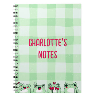 Gröna söta barn Personlig manga tecknad groda Anteckningsbok