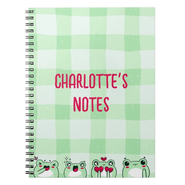 Gröna söta barn Personlig manga tecknad groda Anteckningsbok (Framsidan)