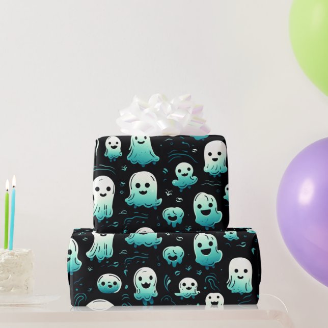 Gröna spöken Söta Älskvärda Moderna Svarta Hallowe Presentpapper (Festgåvor)