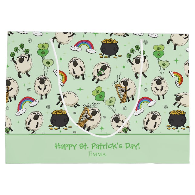 Gröna St. Patricks Day Får & Shamrocks Barn (Baksidan)