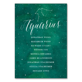 Gröna Stjärnors Galaxen Placeringskort Vattumannen Bordsnummer