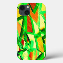 Gröna strålar över röd bild med droppe