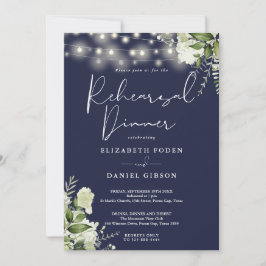 Gröna strängljus Marinblå repetition middag Inbjudningar