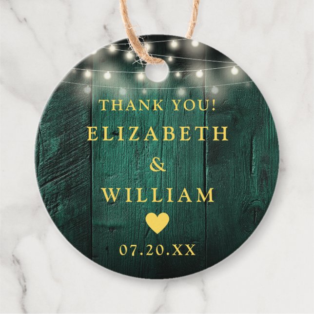 Gröna strängljus Rustik trädgård Boho lada Bröllop Gåvor Etiketter (Framsida)