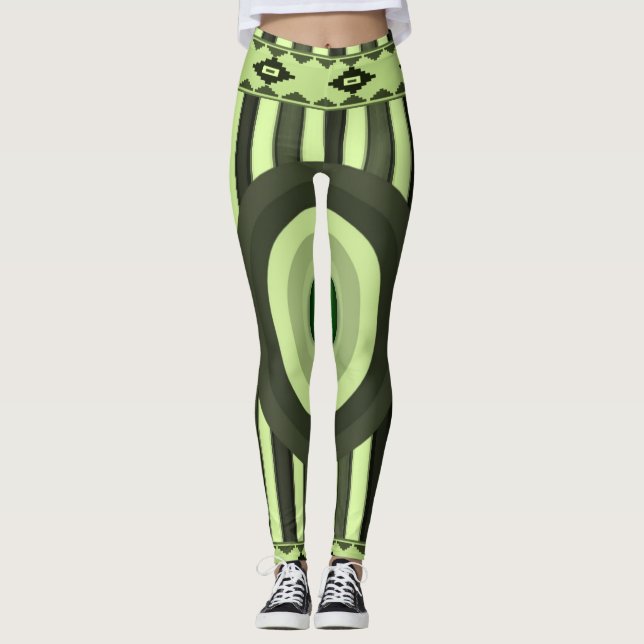 gröna svarta damleggings leggings (Framsida)