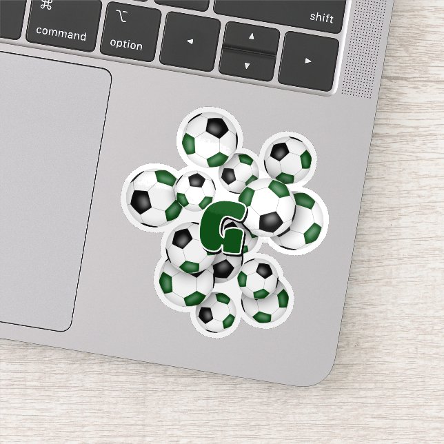 gröna svarta fotbollar dekal med monogram (Detalj)