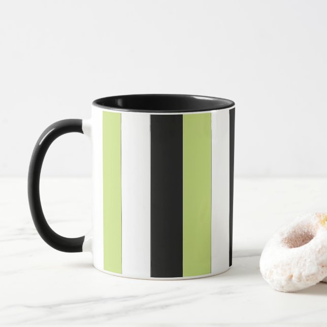 Gröna Svarta Ränder Mugg (Med munk)