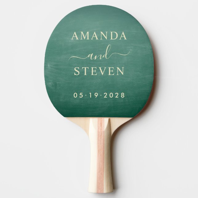 Gröna svarta tavlan Par Namn med Bröllop Pingisracket (Baksidan)
