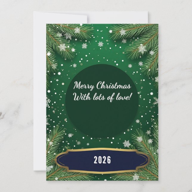 Gröna 🎄✨ Tallgrenar Vinter Elegant Festiv Kort (Framsida)