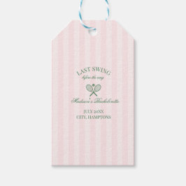 Gröna tennisketcher Randiga bröllopsdusch i rosa Presentetikett
