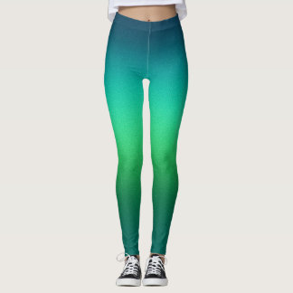 Gröna till Teal-gradienttights Ombre Atletisk Yoga Leggings