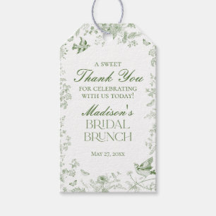 Gröna Toile De Jouy Blommiga Bröllopsbrunchgåvor Presentetikett