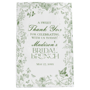Gröna Toile De Jouy Blommiga Bröllopsbrunchpresent