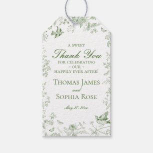 Gröna Toile De Jouy Blommiga Bröllopspresenter Presentetikett