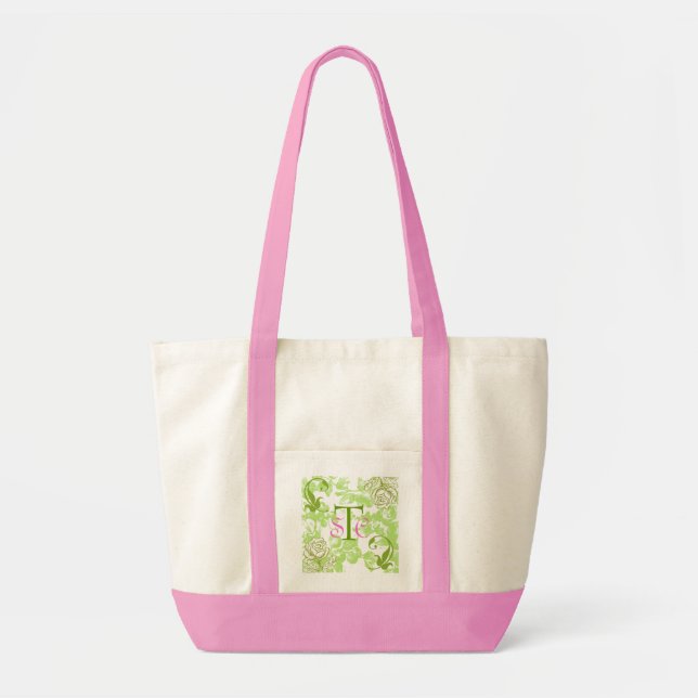 Gröna Toile med Monogramtoto hänger lös Tygkasse (Framsidan)
