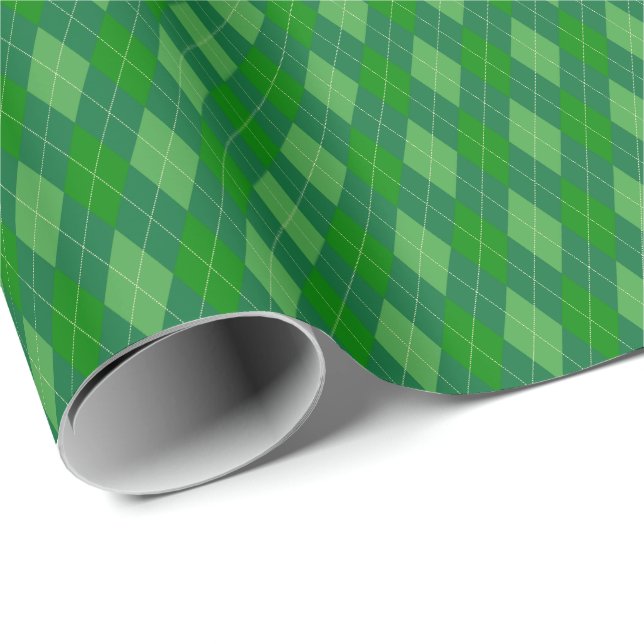 Gröna toner Argyle presentpapper (Rullad Hörn)
