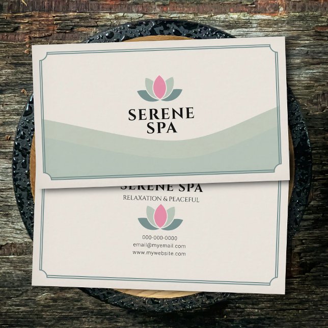Gröna toner Lotusblomma - Spa Salong Visitkort (Green Tones Lotus Flower - Spa Salon Business Card)