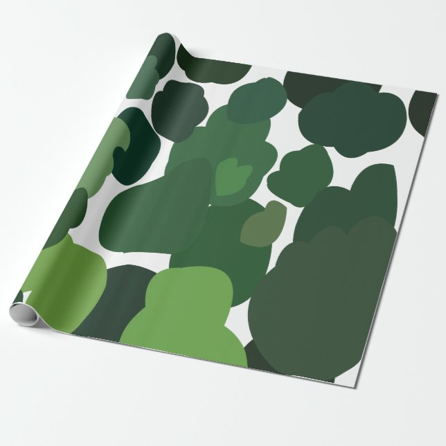 Gröna träd Moderna tropiska regnskogsmönster Presentpapper (Utrullad)
