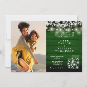 Gröna trädsnurslyktor blomsterfotografi bröllop inbjudningar