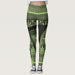 gröna trekantiga svarta damleggings leggings