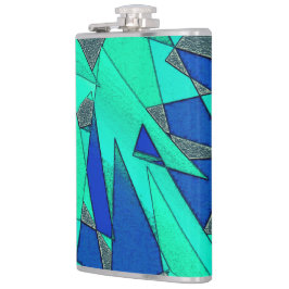 Gröna trekantiga utskärningar på blå bakgrund, gro fickplunta