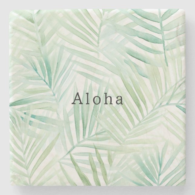 Gröna Tropiska Blad Aloha Stenunderlägg (Framsidan)