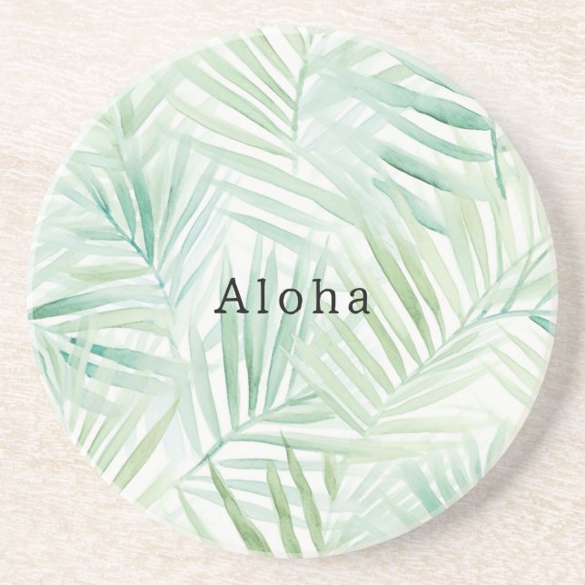 Gröna Tropiska Blad Aloha Underlägg (Framsidan)