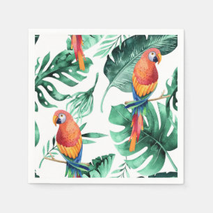Gröna Tropiska Blad & Fåglar Sommarfest Pappersservett