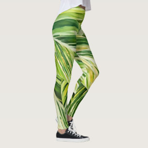 Gröna tropiska blad konst Leggings