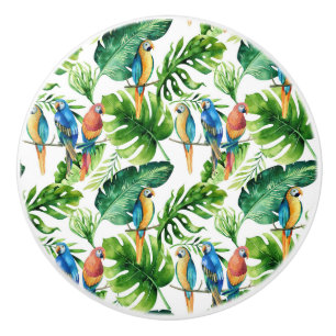 Gröna tropiska blad och fåglar sommarö knopp